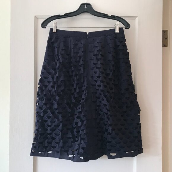 J.Crew | Navy Laser Cut Circle Midi Skirt - Picture 5 of 8